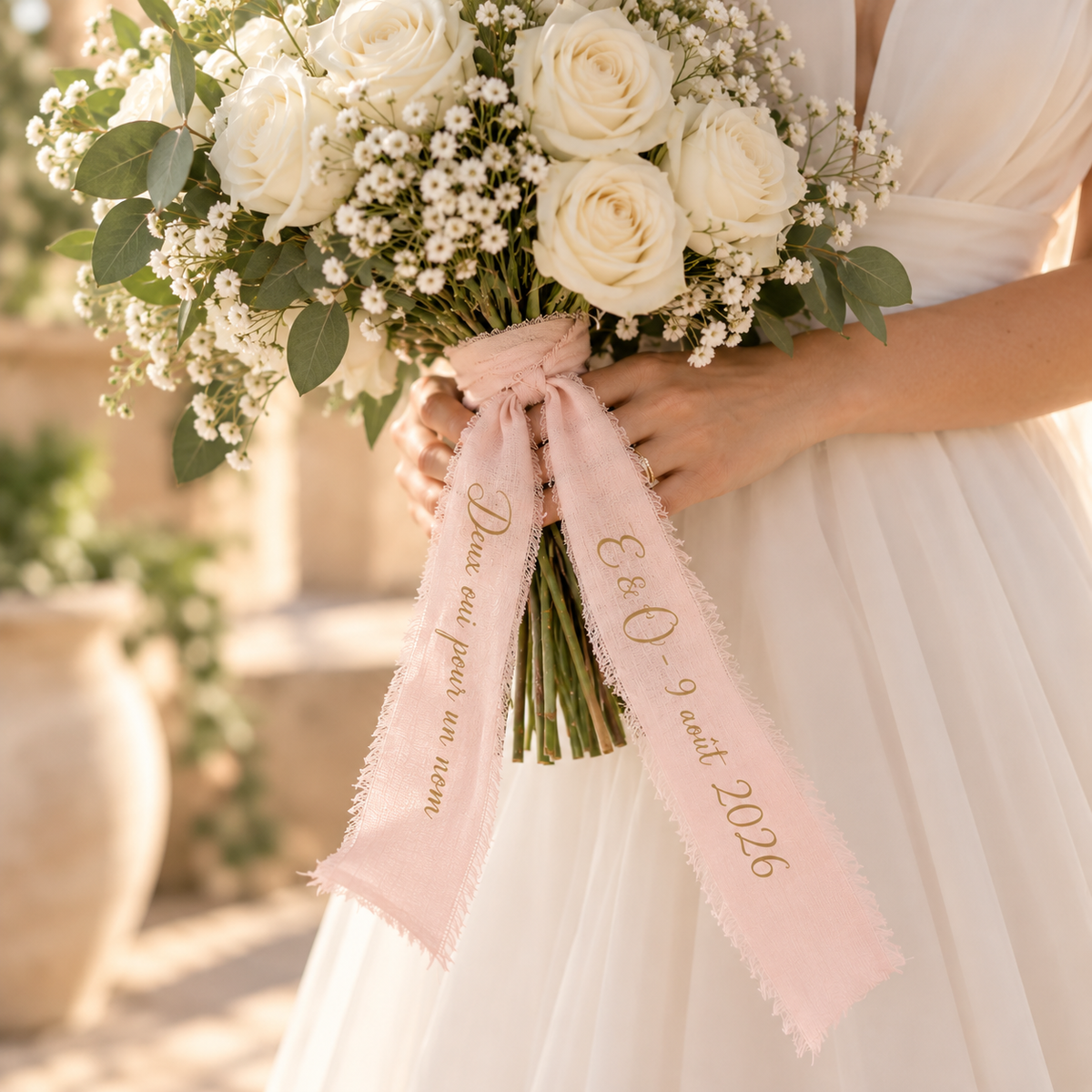 Ruban personnalisé bouquet de mariée