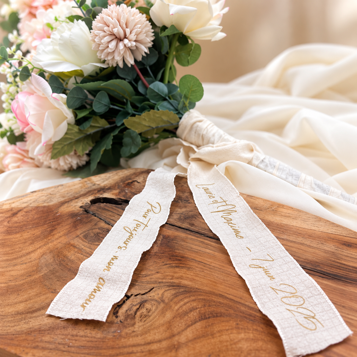 Ruban personnalisé bouquet de mariée