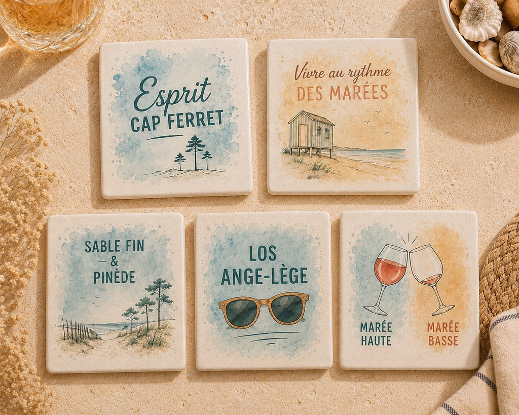 Lot de 5 sous-verres céramique assortis - Nos villes