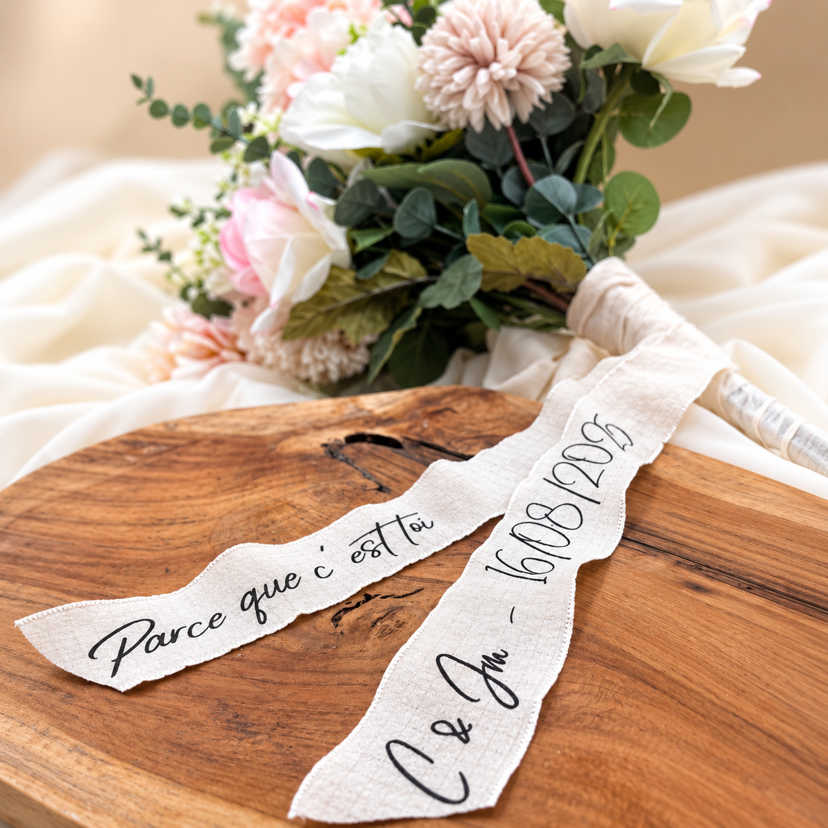 Ruban personnalisé bouquet de mariée