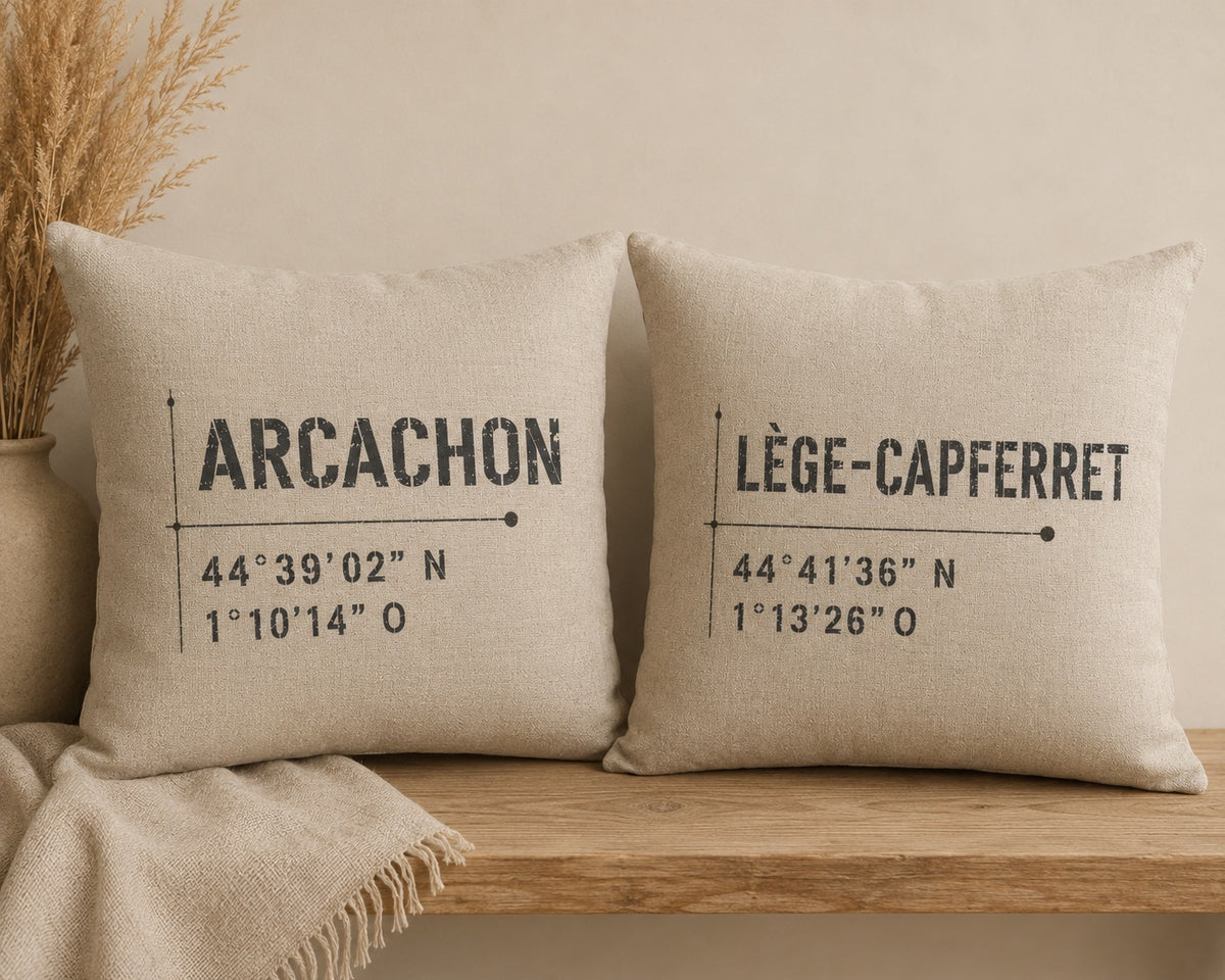 Housse de coussin Coordonnées GPS - Nos villes