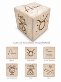 Cube de naissance en bois personnalisé