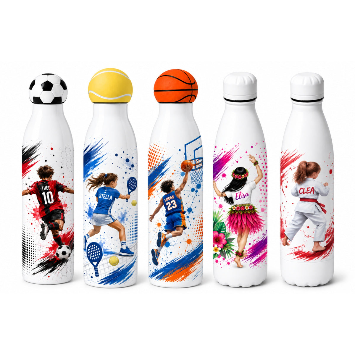 Gourde de sport personnalisée style aquarelle