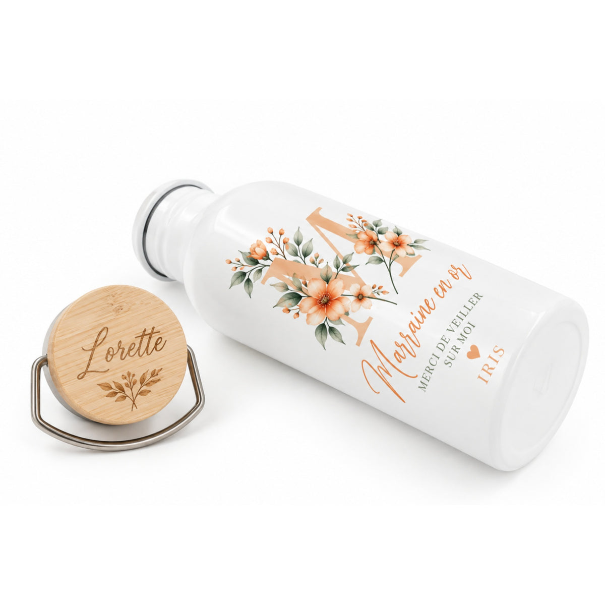 Gourde personnalisée bouchon bambou