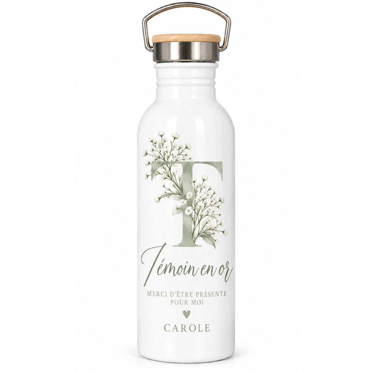 Gourde personnalisée bouchon bambou