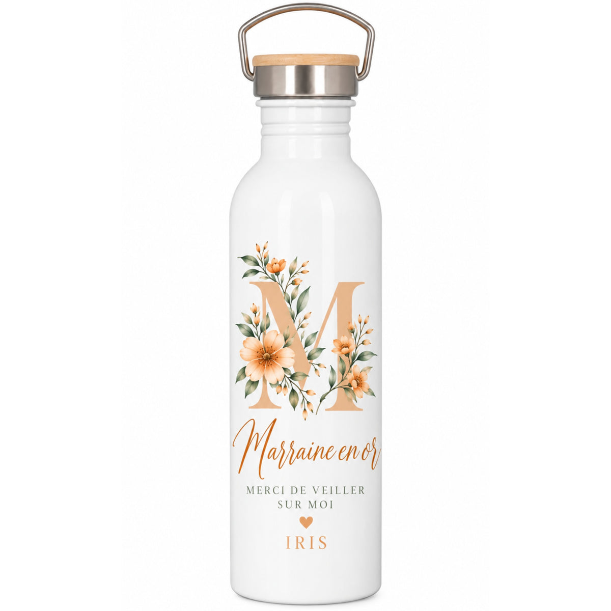 Gourde personnalisée bouchon bambou