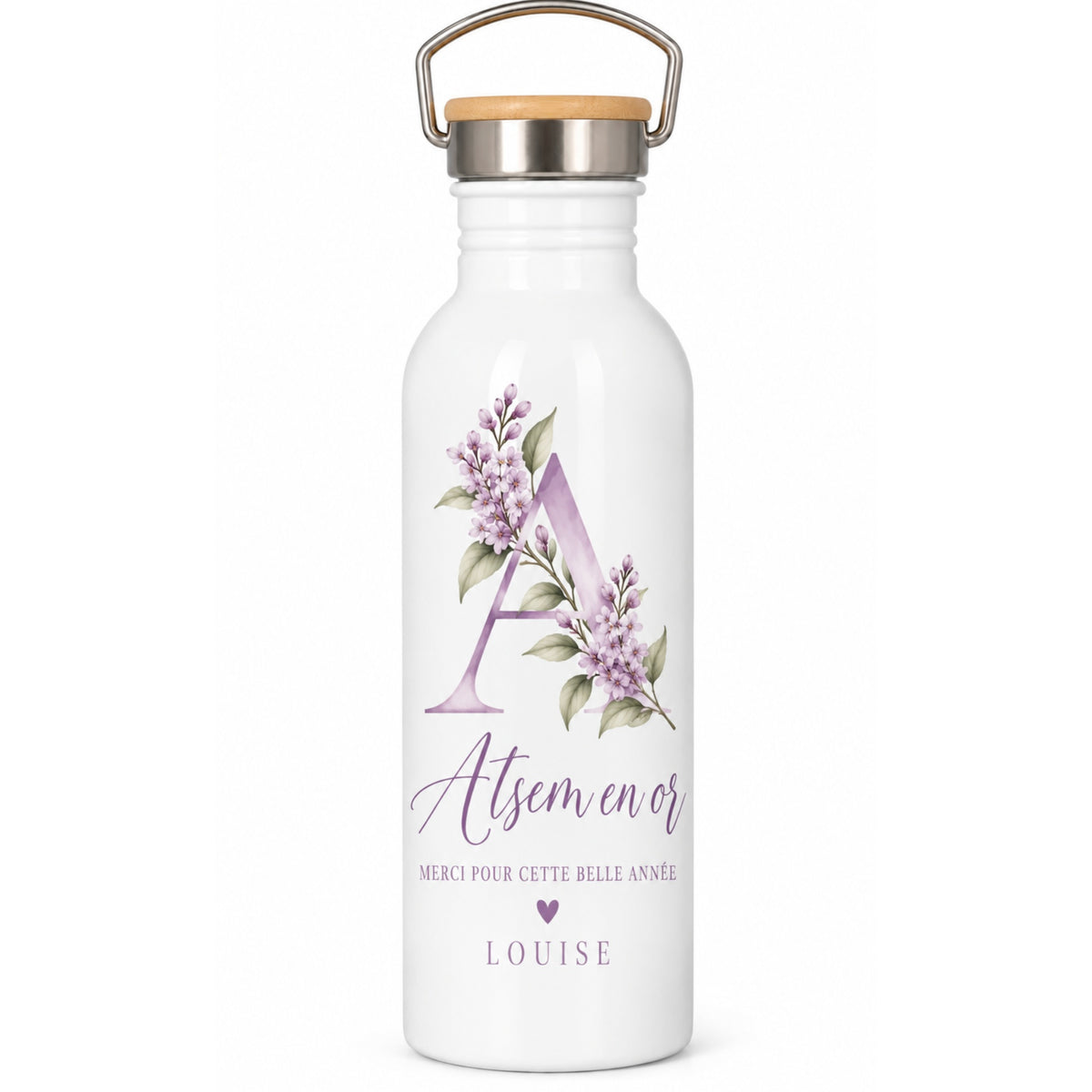 Gourde personnalisée bouchon bambou