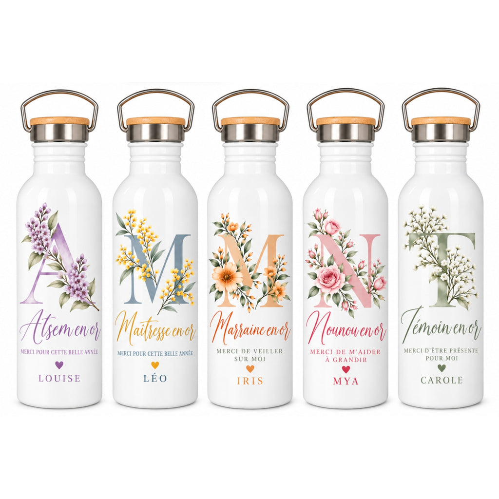 Gourde personnalisée bouchon bambou