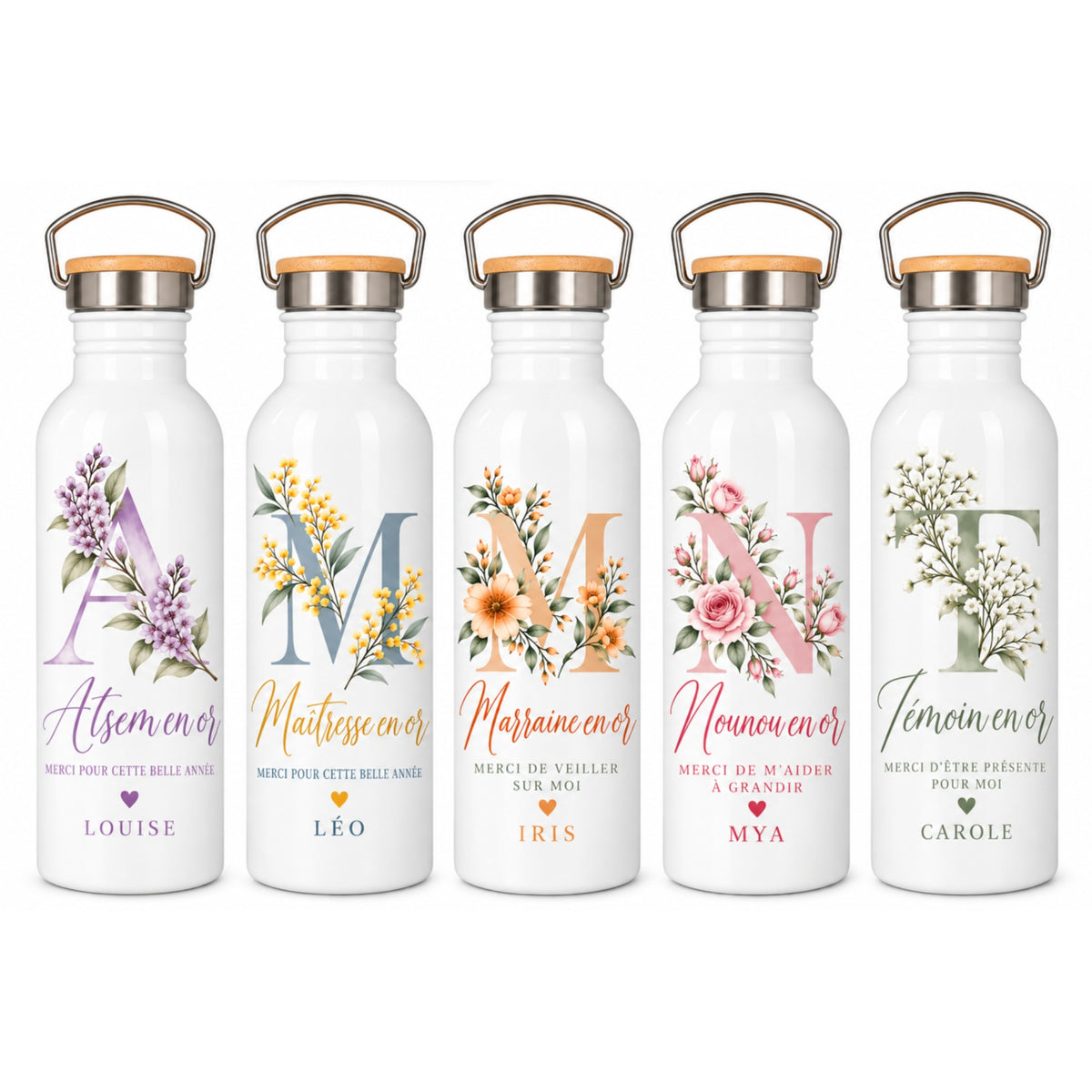 Gourde personnalisée bouchon bambou